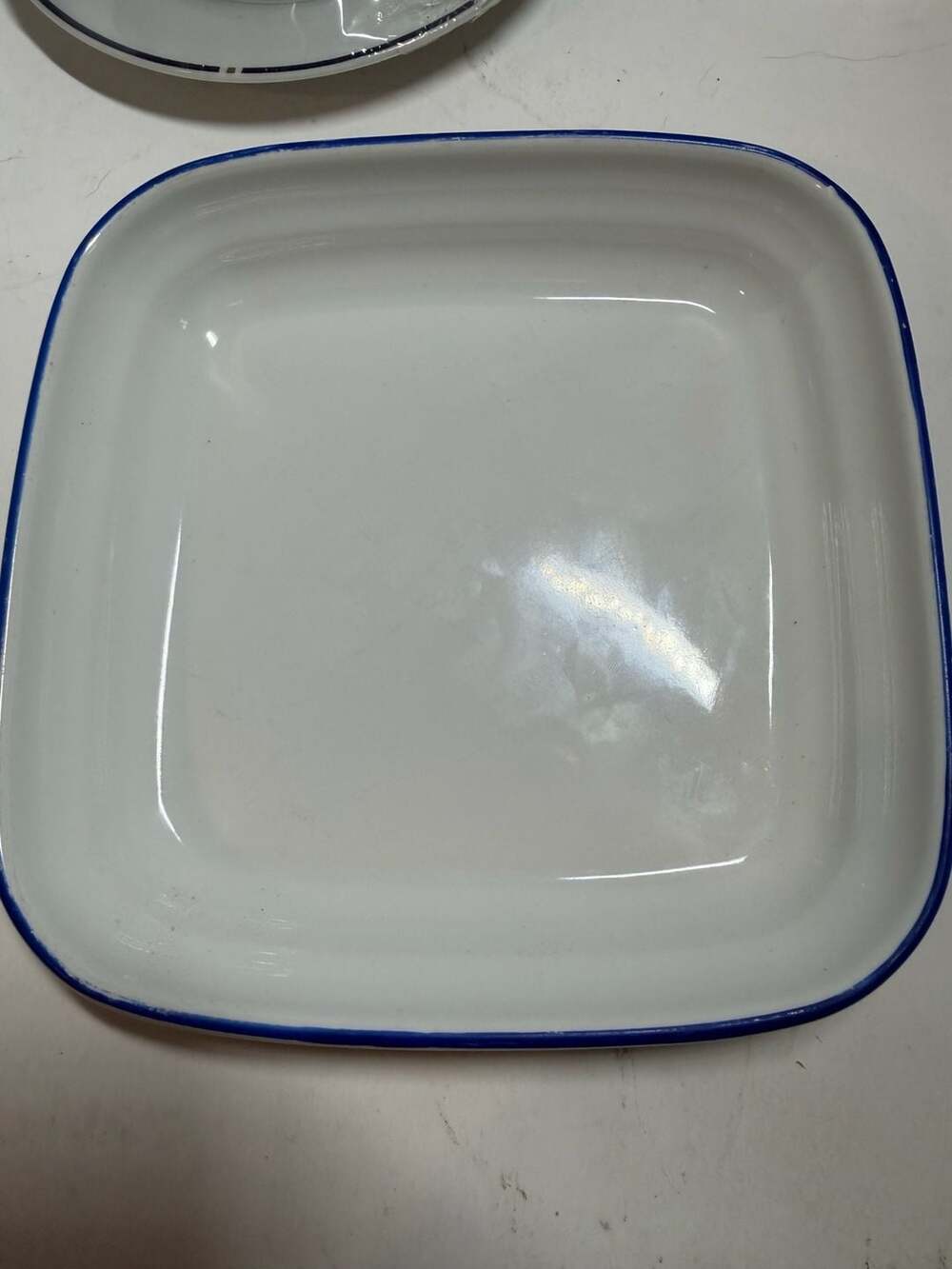 Pfaltzgraff American Airlines Square Dish 6 Inches White Blue Rim